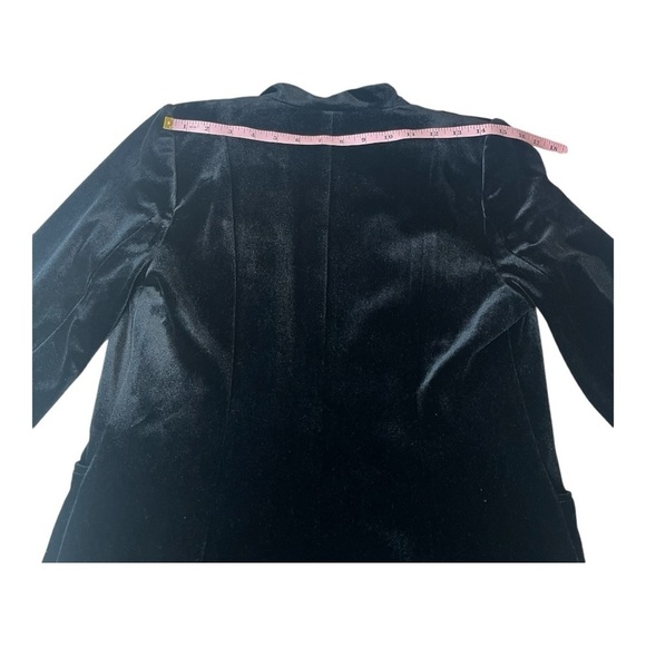 Calvin Klein Luxe Black Velvet Sharp Shoulder Collareless blazer Womens 6 P - Picture 12 of 16